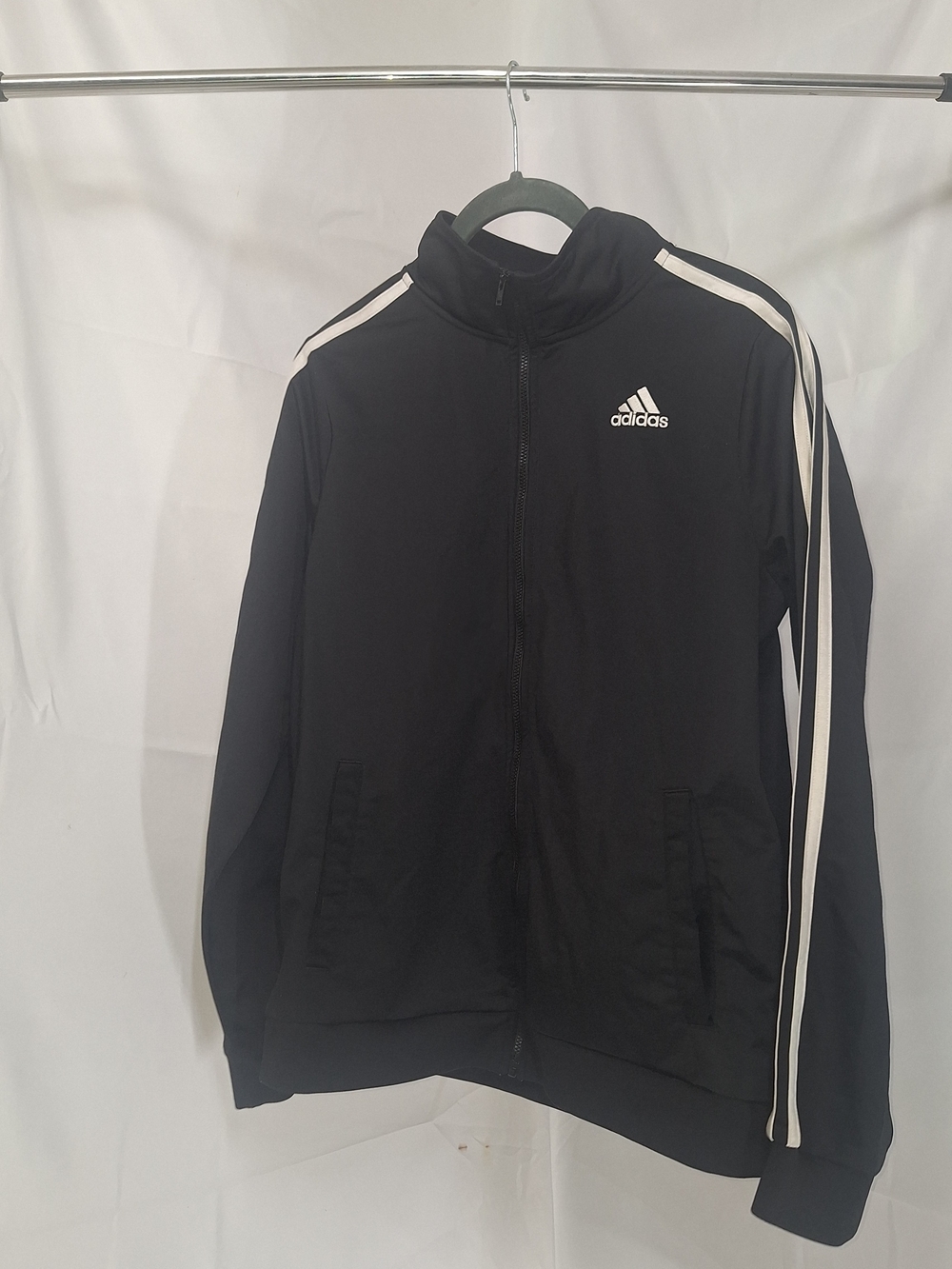 adidas Black Jacket with White Three Stripes